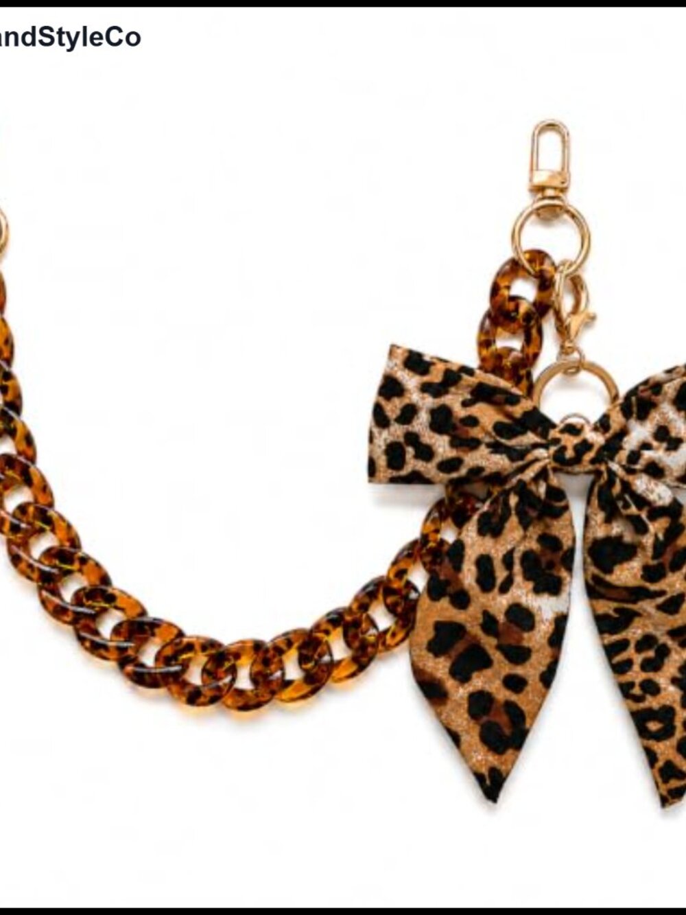 Leopard Bow Purse Chain Strap 17.9" Acrylic Bag Handle Replacement